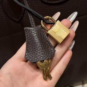 Hermes Bolide 31 Bag Handmade In Taurillo Clemence Calfskin Leather Gold Hardware 47 Chocolate - Image 12