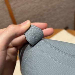 Hermes Bolide 31 Bag Handmade In Taurillo Clemence Calfskin Leather Silver Hardware J7 Blue Lin - Image 12