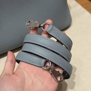 Hermes Bolide 31 Bag Handmade In Taurillo Clemence Calfskin Leather Silver Hardware J7 Blue Lin - Image 5