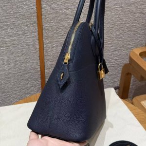 Hermes Bolide 31 Bag Handmade In Togo Calfskin Leather Gold Hardware 2Z Blue Niut - Image 16