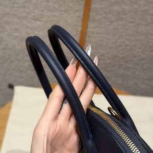 Hermes Bolide 31 Bag Handmade In Togo Calfskin Leather Gold Hardware 2Z Blue Niut - Image 11