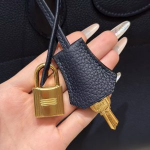 Hermes Bolide 31 Bag Handmade In Togo Calfskin Leather Gold Hardware 2Z Blue Niut - Image 8