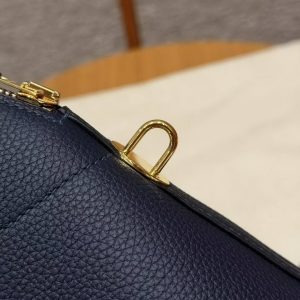 Hermes Bolide 31 Bag Handmade In Togo Calfskin Leather Gold Hardware 2Z Blue Niut - Image 5