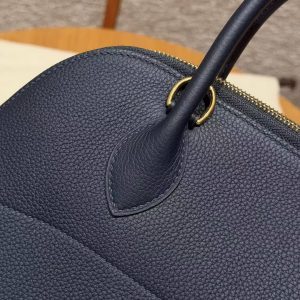Hermes Bolide 31 Bag Handmade In Togo Calfskin Leather Gold Hardware 2Z Blue Niut - Image 3