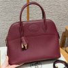Hermes Bolide 31 Bag Handmade In Togo Calfskin Leather Gold Hardware 55 Rouge H