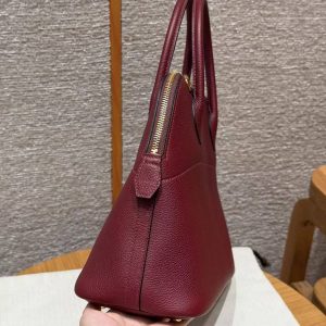 Hermes Bolide 31 Bag Handmade In Togo Calfskin Leather Gold Hardware 55 Rouge H - Image 21