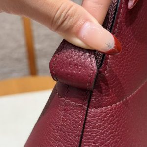 Hermes Bolide 31 Bag Handmade In Togo Calfskin Leather Gold Hardware 55 Rouge H - Image 17