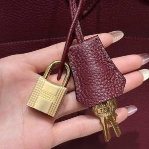 Hermes Bolide 31 Bag Handmade In Togo Calfskin Leather Gold Hardware 55 Rouge H - Image 15