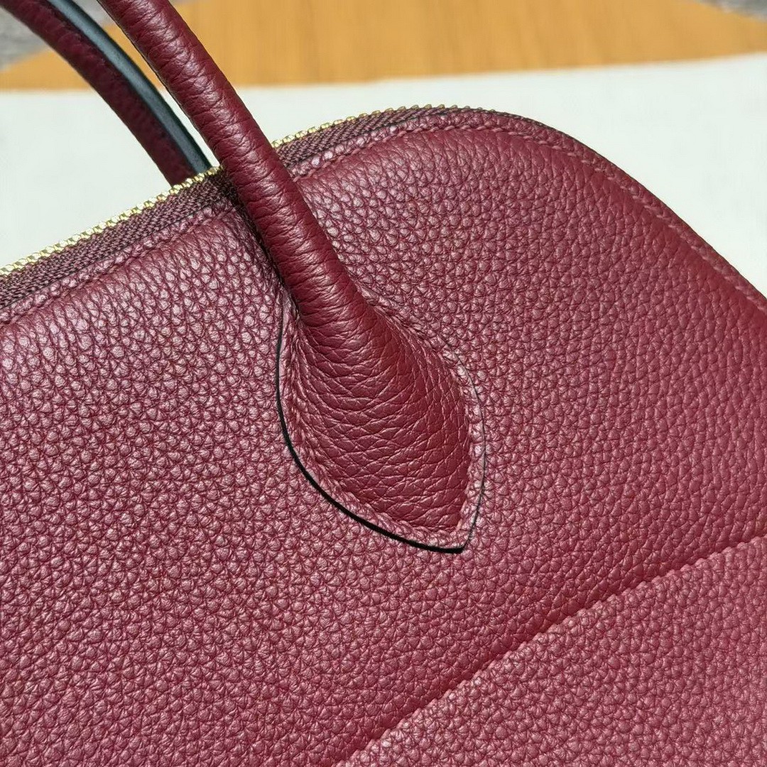 Hermes Bolide 31 Bag Handmade In Togo Calfskin Leather Gold Hardware 55 Rouge H - Image 12