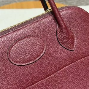 Hermes Bolide 31 Bag Handmade In Togo Calfskin Leather Gold Hardware 55 Rouge H - Image 10