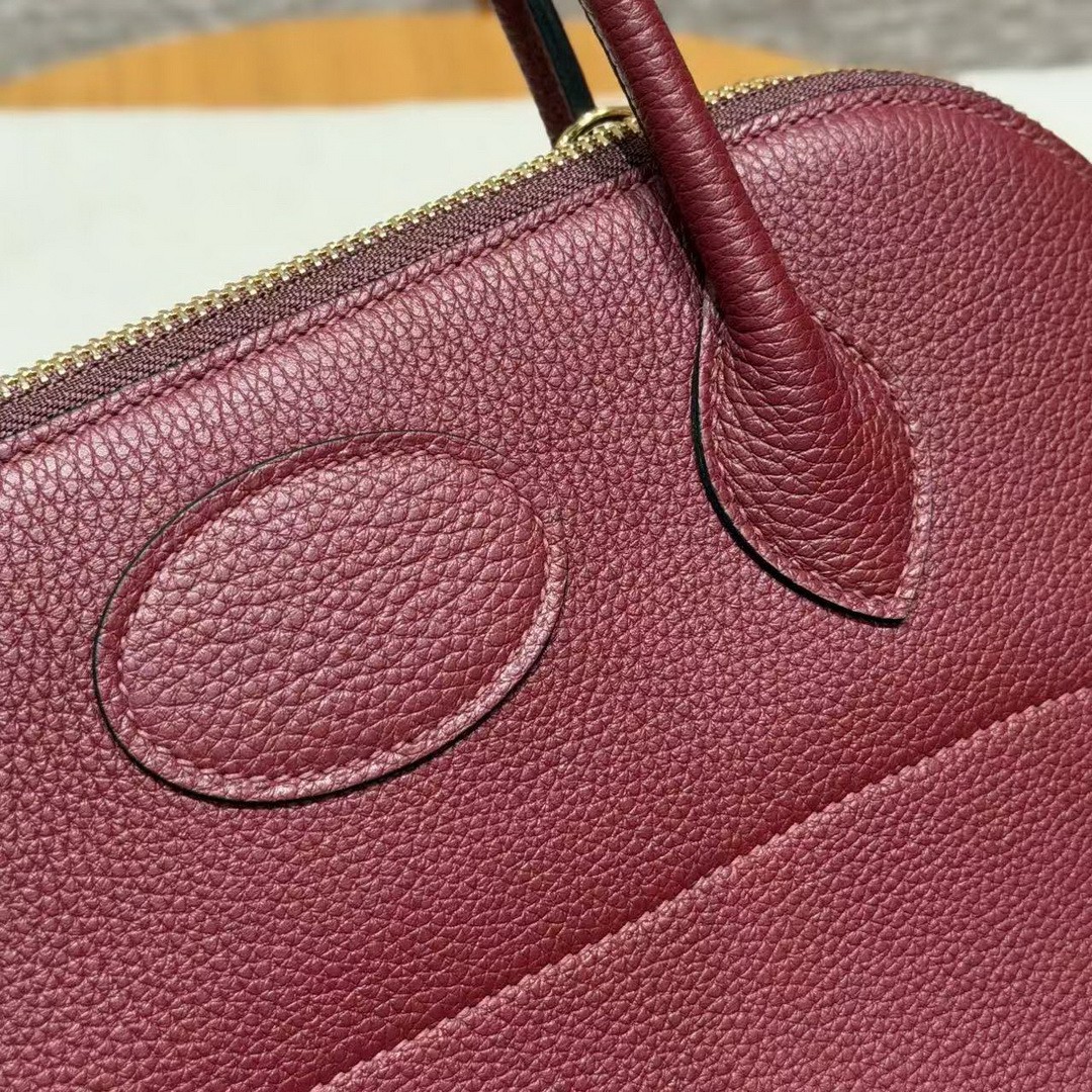 Hermes Bolide 31 Bag Handmade In Togo Calfskin Leather Gold Hardware 55 Rouge H - Image 10