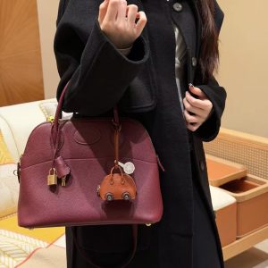 Hermes Bolide 31 Bag Handmade In Togo Calfskin Leather Gold Hardware 55 Rouge H - Image 5