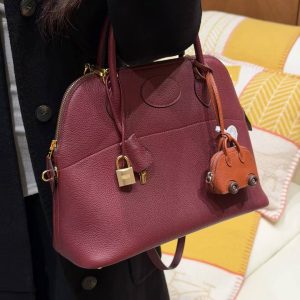 Hermes Bolide 31 Bag Handmade In Togo Calfskin Leather Gold Hardware 55 Rouge H - Image 3