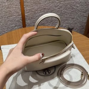 Hermes Bolide Mini 18 Bag Handmade In Chèvre Calfskin Leather Gold Hardware 10 Craie - Image 13