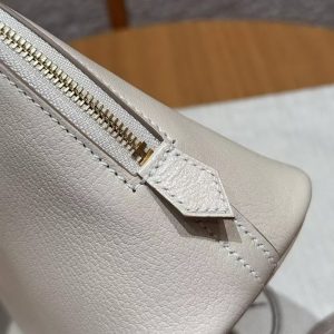 Hermes Bolide Mini 18 Bag Handmade In Chèvre Calfskin Leather Gold Hardware 10 Craie - Image 8