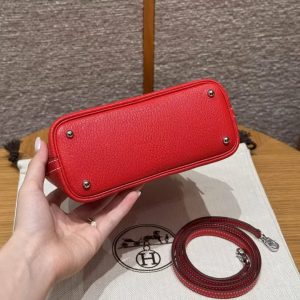 Hermes Bolide Mini 18 Bag Handmade In Chèvre Calfskin Leather Gold Hardware S3 Rouge Coeur 9R Lime - Image 12