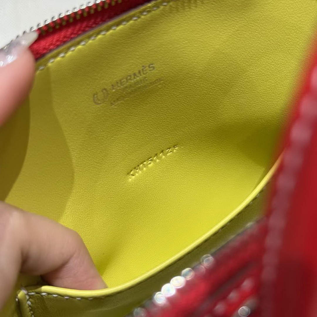 Hermes Bolide Mini 18 Bag Handmade In Chèvre Calfskin Leather Gold Hardware S3 Rouge Coeur 9R Lime - Image 10