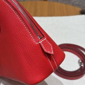 Hermes Bolide Mini 18 Bag Handmade In Chèvre Calfskin Leather Gold Hardware S3 Rouge Coeur 9R Lime - Image 5