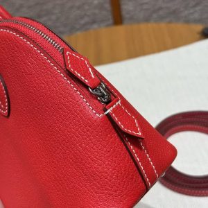 Hermes Bolide Mini 18 Bag Handmade In Chèvre Calfskin Leather Gold Hardware S3 Rouge Coeur 9R Lime - Image 4