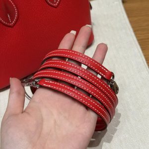 Hermes Bolide Mini 18 Bag Handmade In Chèvre Calfskin Leather Gold Hardware S3 Rouge Coeur 9R Lime - Image 3