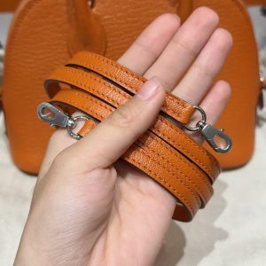 Hermes Bolide Mini 18 Bag Handmade In Chèvre Calfskin Leather Silver Hardware 93 Orange - Image 6