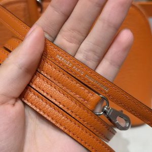 Hermes Bolide Mini 18 Bag Handmade In Chèvre Calfskin Leather Silver Hardware 93 Orange - Image 5