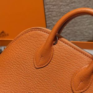 Hermes Bolide Mini 18 Bag Handmade In Chèvre Calfskin Leather Silver Hardware 93 Orange - Image 3