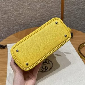 Hermes Bolide Mini 18 Bag Handmade In Chèvre Calfskin Leather Silver Hardware 9O Jaune Naples - Image 14