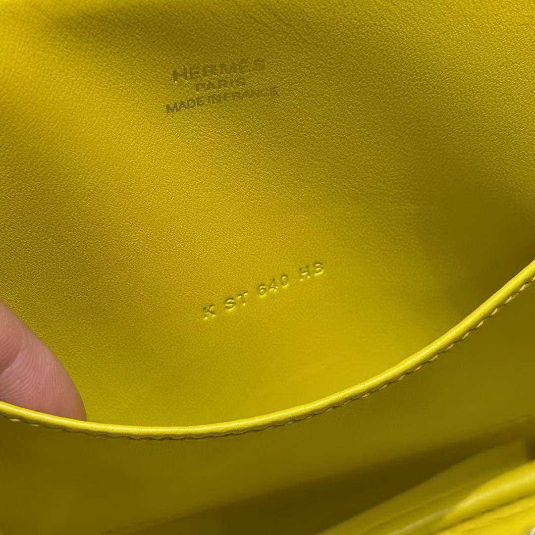 Hermes Bolide Mini 18 Bag Handmade In Chèvre Calfskin Leather Silver Hardware 9O Jaune Naples - Image 11