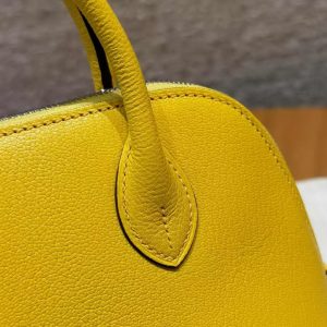 Hermes Bolide Mini 18 Bag Handmade In Chèvre Calfskin Leather Silver Hardware 9O Jaune Naples - Image 10