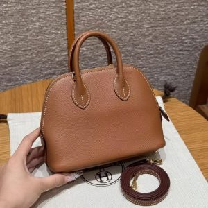 Hermes Bolide Mini 18 Bag Handmade In Chèvre Goatskin Leather Gold Hardware 37 Gold