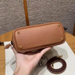 Hermes Bolide Mini 18 Bag Handmade In Chèvre Goatskin Leather Gold Hardware 37 Gold - Image 16