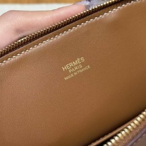 Hermes Bolide Mini 18 Bag Handmade In Chèvre Goatskin Leather Gold Hardware 37 Gold - Image 14