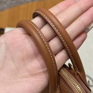 Hermes Bolide Mini 18 Bag Handmade In Chèvre Goatskin Leather Gold Hardware 37 Gold - Image 12