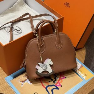 Hermes Bolide Mini 18 Bag Handmade In Chèvre Goatskin Leather Gold Hardware 37 Gold - Image 9