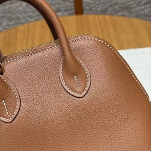 Hermes Bolide Mini 18 Bag Handmade In Chèvre Goatskin Leather Gold Hardware 37 Gold - Image 8