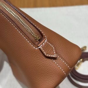 Hermes Bolide Mini 18 Bag Handmade In Chèvre Goatskin Leather Gold Hardware 37 Gold - Image 7