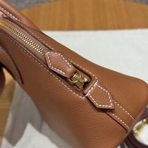 Hermes Bolide Mini 18 Bag Handmade In Chèvre Goatskin Leather Gold Hardware 37 Gold - Image 6