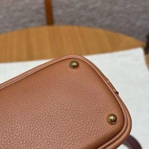 Hermes Bolide Mini 18 Bag Handmade In Chèvre Goatskin Leather Gold Hardware 37 Gold - Image 5