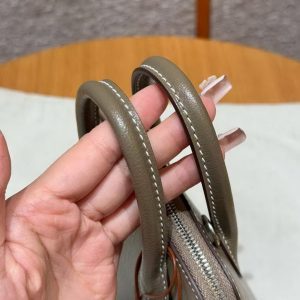 Hermes Bolide Mini 18 Bag Handmade In Chèvre Goatskin Leather Silver Hardware 18 Etoupe - Image 6