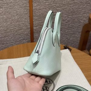 Hermes Bolide Mini 18 Bag Handmade In Chèvre Goatskin Leather Silver Hardware 6w Menthe - Image 15