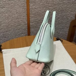 Hermes Bolide Mini 18 Bag Handmade In Chèvre Goatskin Leather Silver Hardware 6w Menthe - Image 14