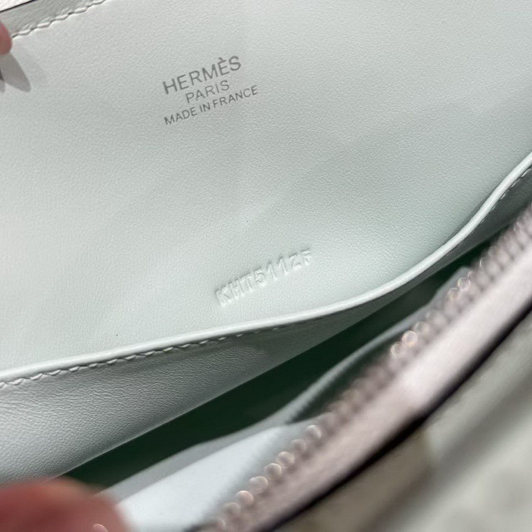 Hermes Bolide Mini 18 Bag Handmade In Chèvre Goatskin Leather Silver Hardware 6w Menthe - Image 11