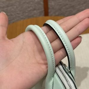 Hermes Bolide Mini 18 Bag Handmade In Chèvre Goatskin Leather Silver Hardware 6w Menthe - Image 10