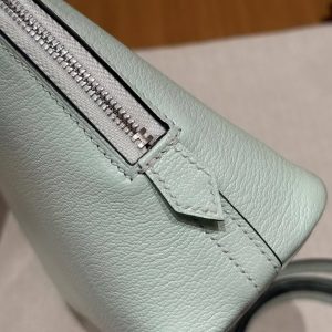 Hermes Bolide Mini 18 Bag Handmade In Chèvre Goatskin Leather Silver Hardware 6w Menthe - Image 7