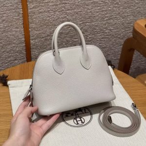Alternative view of Hermes Bolide Mini 18 Bag Handmade In Chèvre Goatskin Leather Silver Hardware 80 Girs Perle