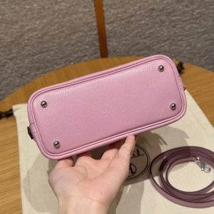 Hermes Bolide Mini 18 Bag Handmade In Chèvre Goatskin Leather Silver Hardware X9 Mauve - Image 18