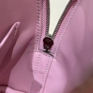 Hermes Bolide Mini 18 Bag Handmade In Chèvre Goatskin Leather Silver Hardware X9 Mauve - Image 9