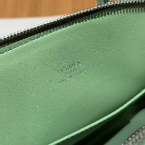 Hermes Bolide Mini 18 Bag Handmade In Evecolor Calfskin Leather Silver Hardware 3I Vert Criquent - Image 11