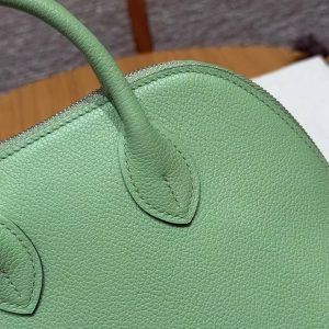 Hermes Bolide Mini 18 Bag Handmade In Evecolor Calfskin Leather Silver Hardware 3I Vert Criquent - Image 6